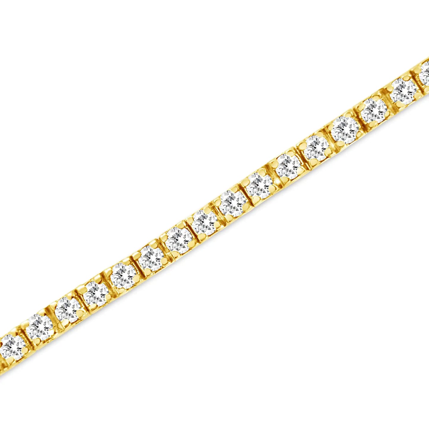 Pulsera de Tenis de Eslabones Clásicos de Plata Esterlina .925 con Baño de Oro Amarillo de 14K y 2.0 Cttw de Diamantes (Color K-L, Claridad I2-I3) - 7-1/4"