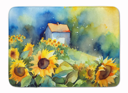 Sunflowers in Watercolor Memory Foam Kitchen Mat