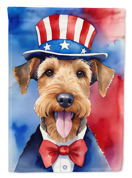 Airedale Terrier Patriotic American House Flag