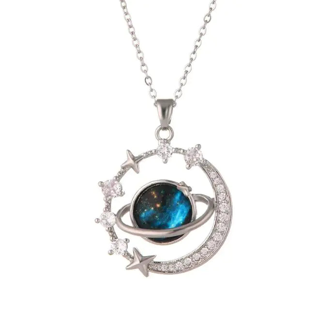 Dream Planet Necklace Stainless Steel Blue Butterfly