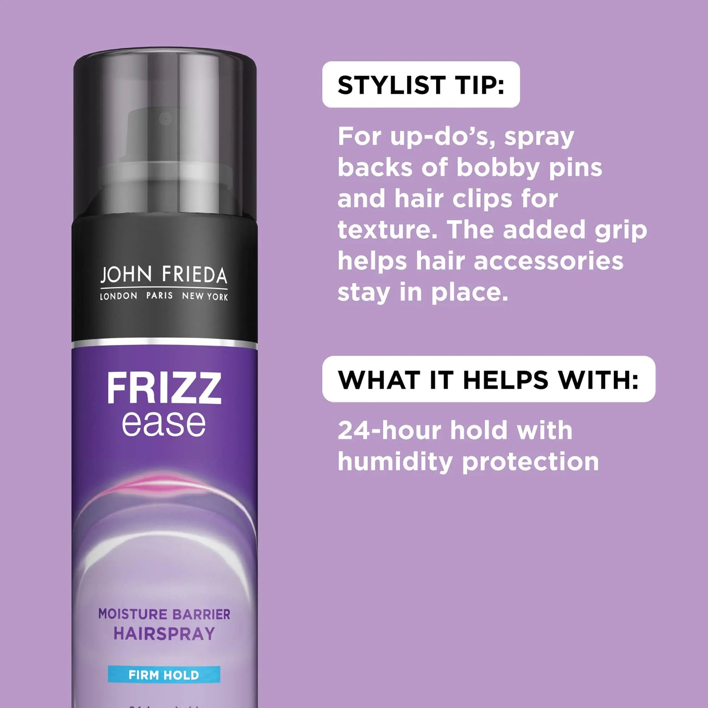 John Frieda Anti Frizz, Frizz Ease Firm Hold Hairspray, Anti-Humidity Spray for Hair, for 24-hour Hold, 12 Oz, Pack of 2 12 Ounce (Pack of 2)