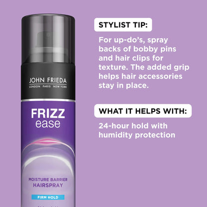 John Frieda Anti Frizz, Frizz Ease Firm Hold Hairspray, Anti-Humidity Spray for Hair, for 24-hour Hold, 12 Oz, Pack of 2 12 Ounce (Pack of 2)