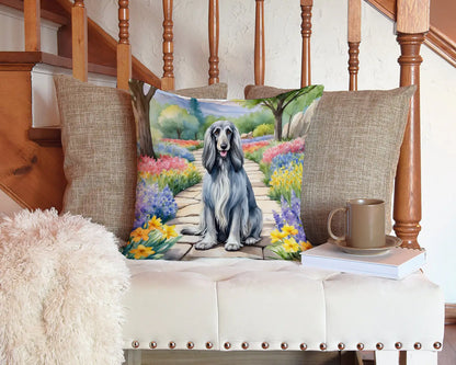 Afghan Hound Spring Garden Throw Pillow