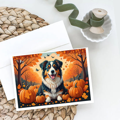 Australian Shepherd Terrier Fall Greeting Cards Pack of 8