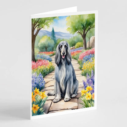 Afghan Hound Spring Garden Greeting Cards Pack of 8