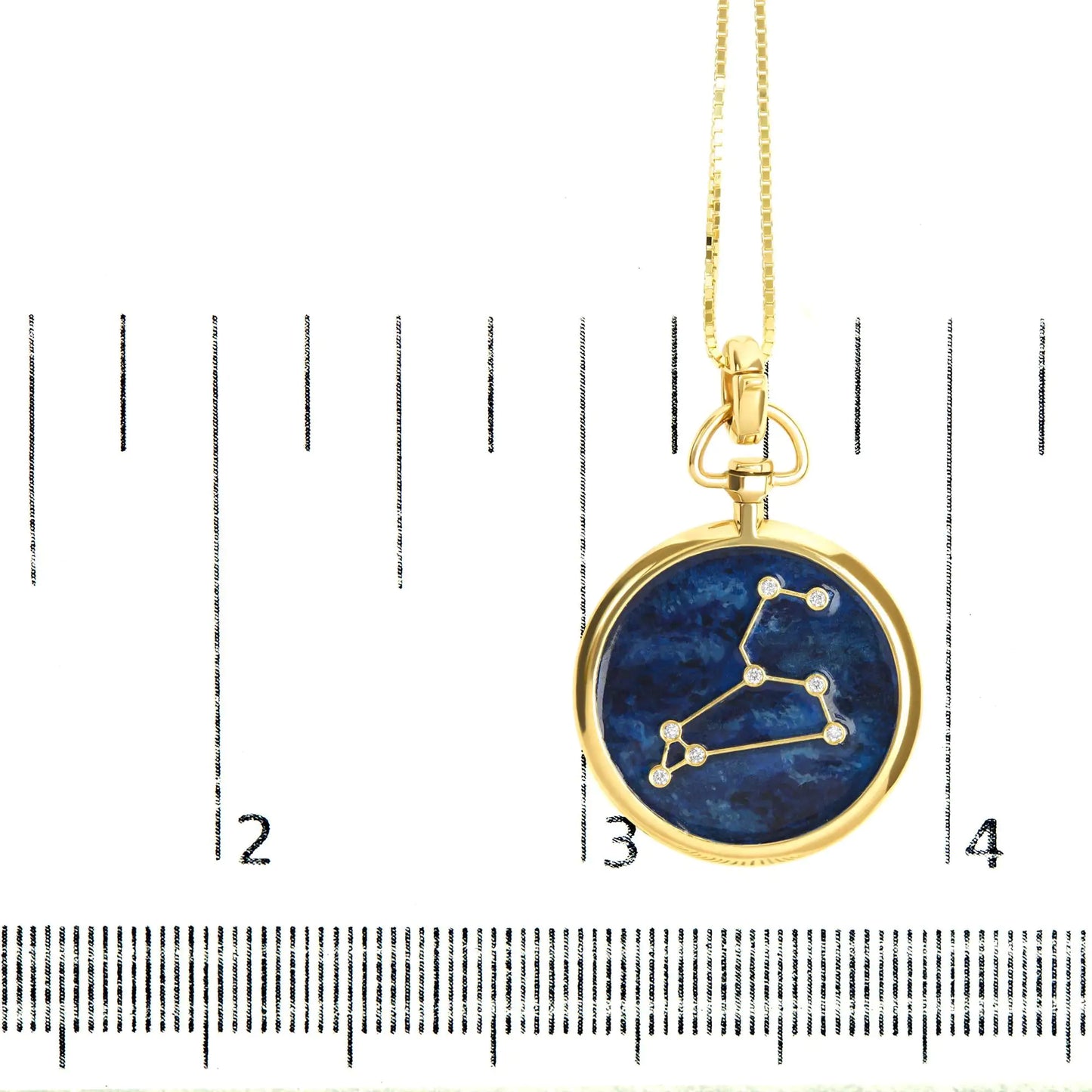 18K Yellow Gold Diamond Leo Constellation with Blue Enamel 18" Inch Pendant Necklace (H-I Color, SI2-I1 Clarity)