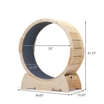 The Large Cat Running Wheel Is Suitable For Indoor Cats, Sturdy, Quiet And Lightweight, With Natural Wood Color