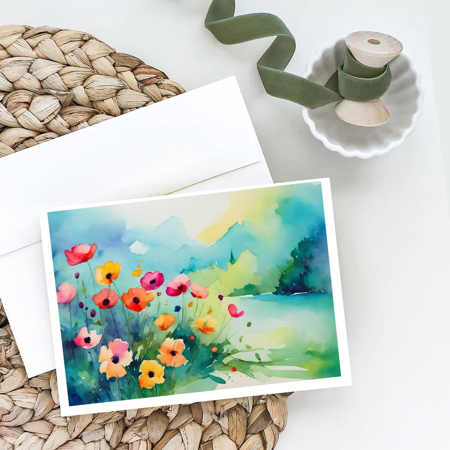 Anemones in Watercolor Greeting Cards Pack of 8