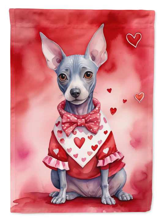 American Hairless Terrier My Valentine Garden Flag