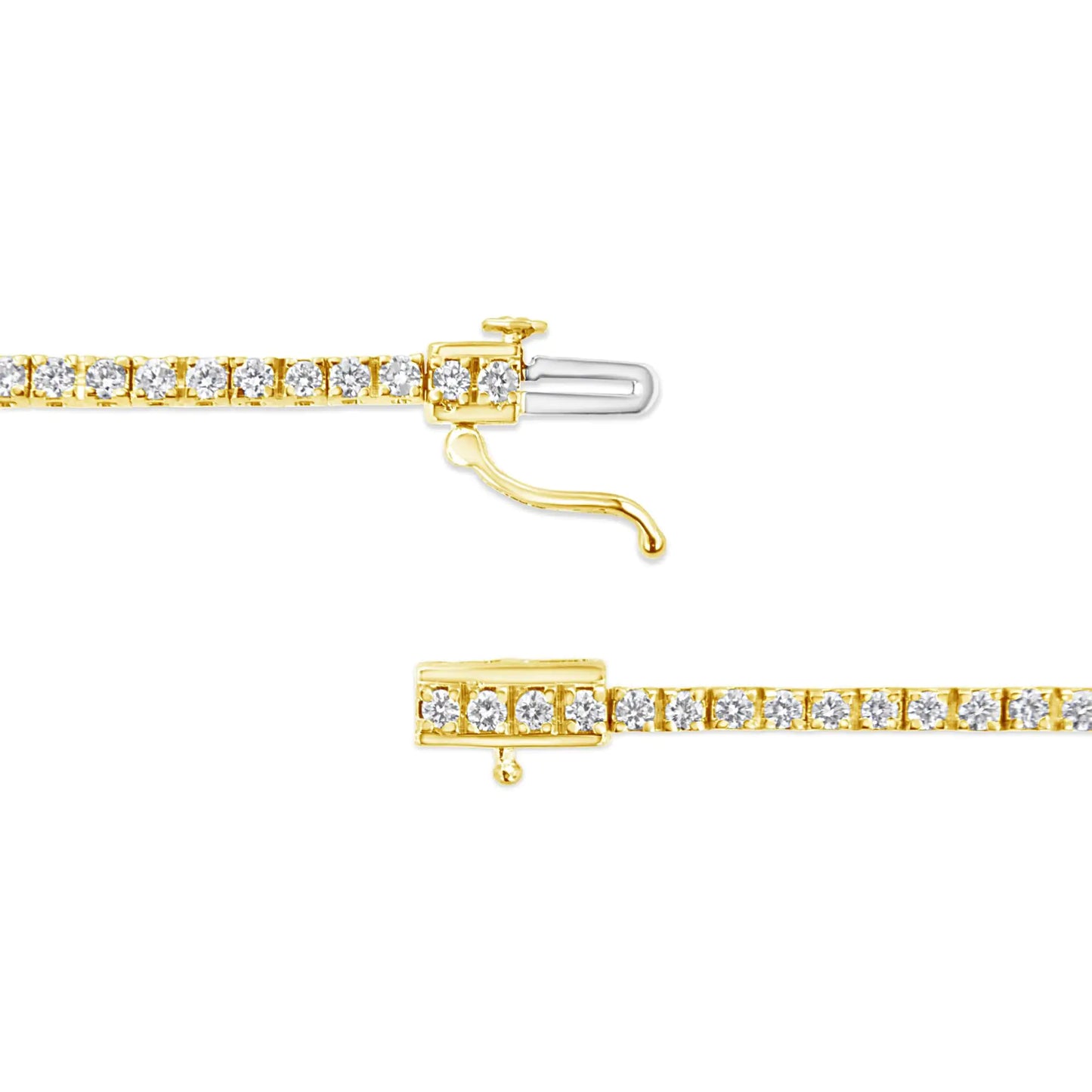 Pulsera de Tenis de Eslabones Clásicos de Plata Esterlina .925 con Baño de Oro Amarillo de 14K y 2.0 Cttw de Diamantes (Color K-L, Claridad I2-I3) - 7-1/4"