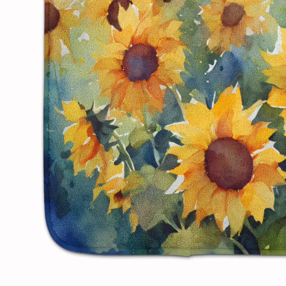 Sunflowers in Watercolor Memory Foam Kitchen Mat