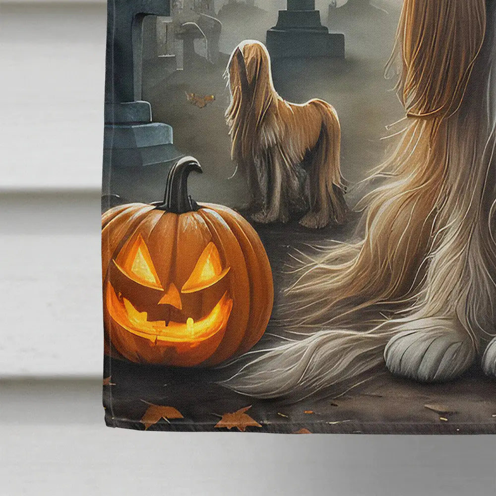 Afghan Hound Spooky Halloween House Flag