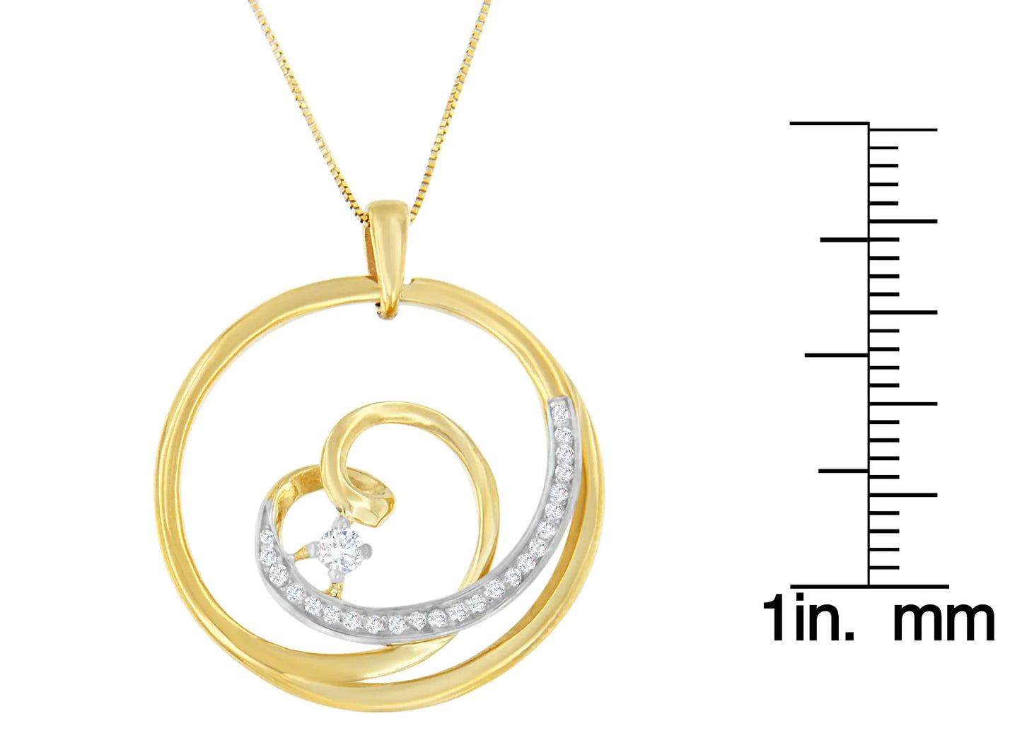 Espira 10K Yellow Gold 1/6 cttw Diamond Heart Circle Pendant Necklace (I-J, I1-I2)