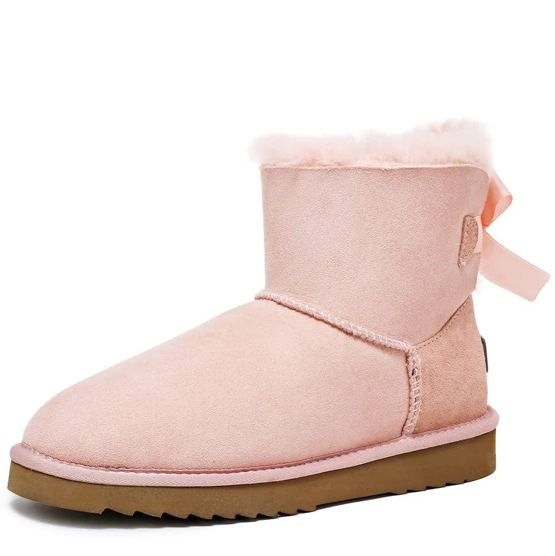 Sheepskin and wool all-in-one snow boots