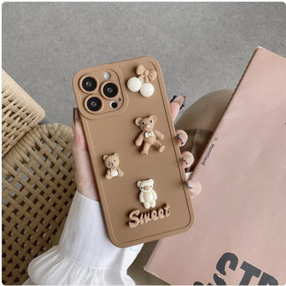 3D Bear & Rabbit Angel Eyes Phone Case for iPhone 13/12 Pro Max