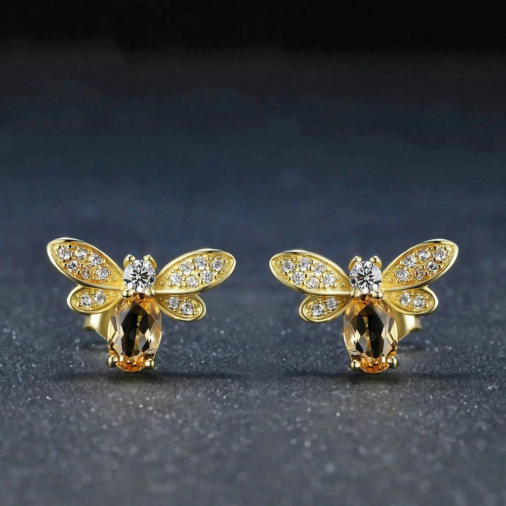 Big Crystal Bee Earrings