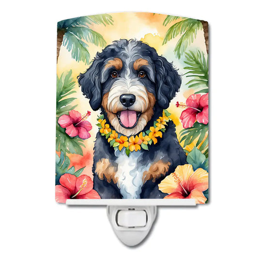 Bernedoodle Luau Ceramic Night Light