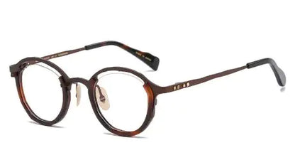 Pure Titanium Oval Glasses Frame with Myopia Lenses