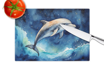 Dolphin in a Starry Sea Glass Cutting Board