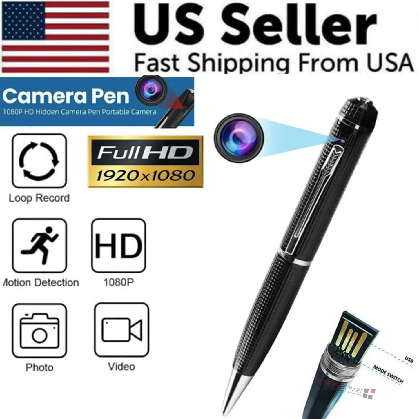 Hidden Cam Pocket Pen Camera 1080P HD Mini Body Video Recorder DVR Security USB