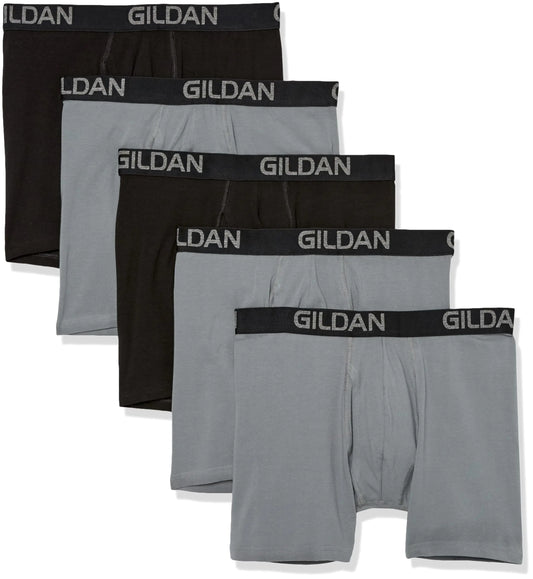 Gildan Men's Underwear Cotton Stretch Boxer Briefs, Multipack XX-Large Grey Flannel/Black Soot (5-pack, Regular Leg) 5