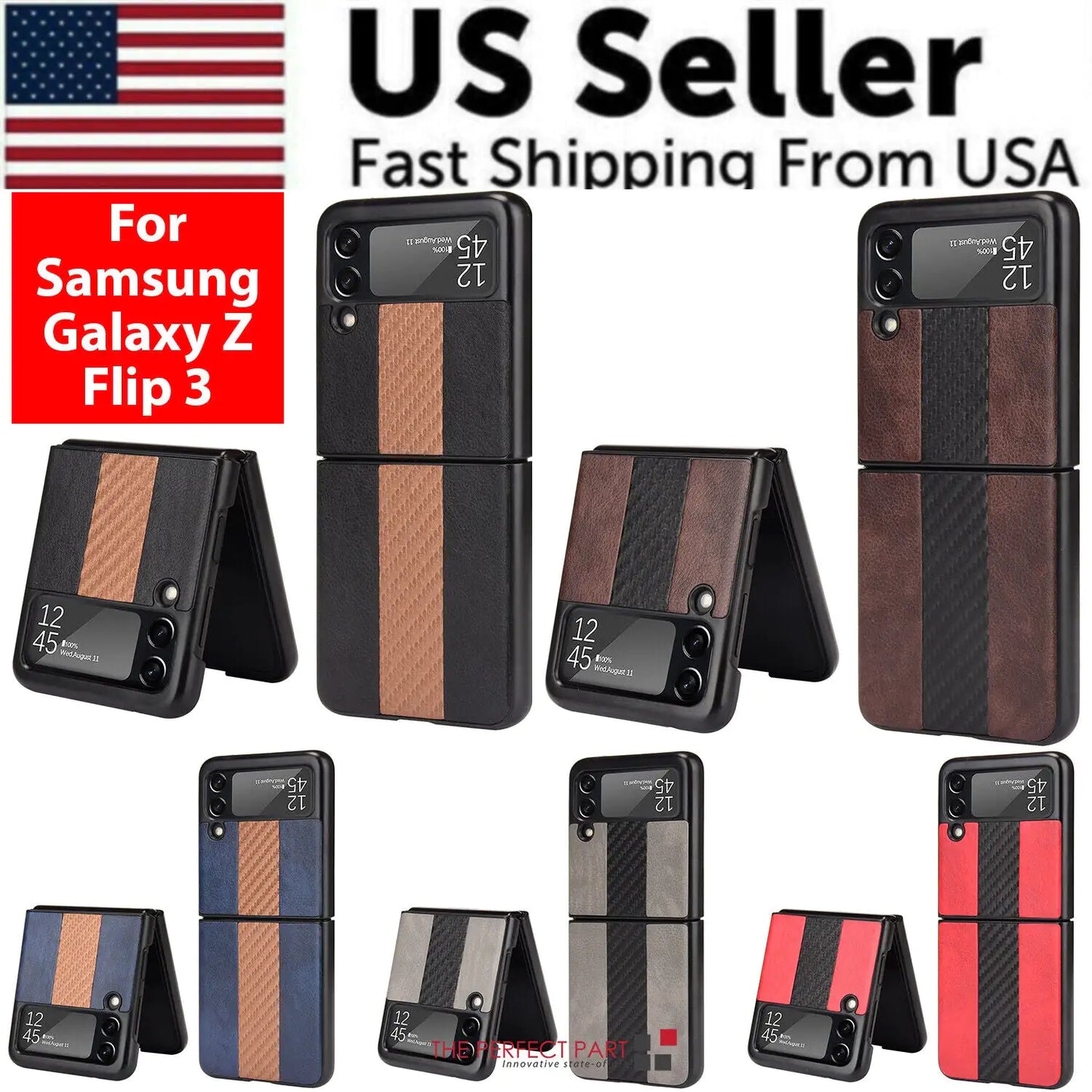 For Samsung Galaxy Z Flip 3 5G Slim Folding Leather Shockproof Phone Case Cover