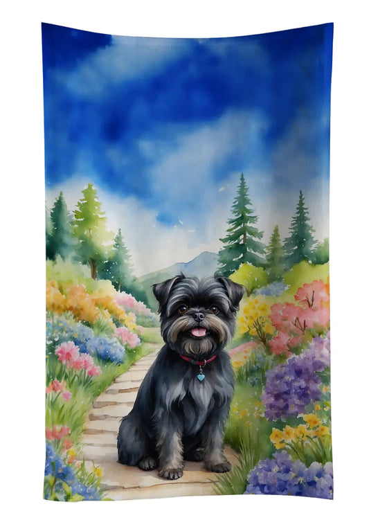 Affenpinscher Spring Garden Kitchen Towel