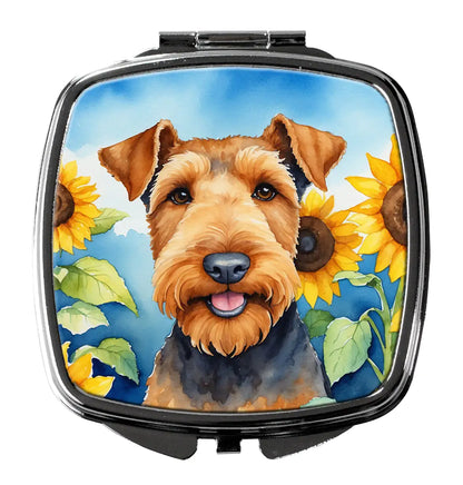 Airedale Terrier in Sunflowers Compact Mirror