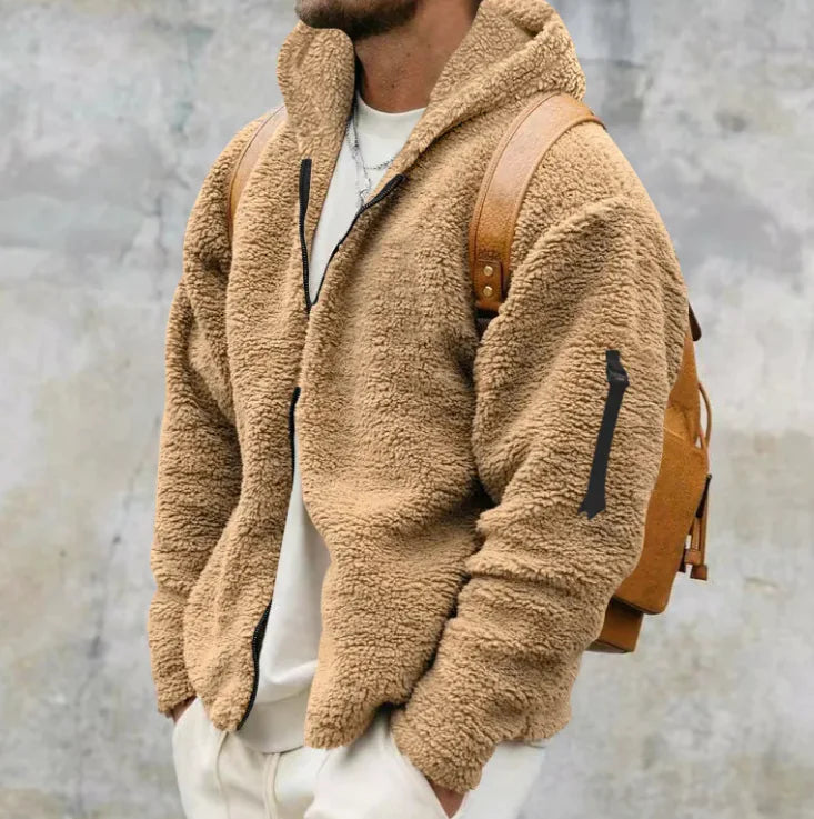 Men's Plush Hooded Jacket