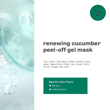 Freeman Renewing Cucumber Peel-Off Gel Facial Mask, Face Mask Refreshes Skin, Aloe Soothes & Moisturizes, Get Rejuvenated Skin, For Normal & Combination Skin, 6 fl. oz./175 mL Tube, 1 Count