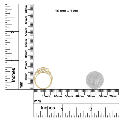 Anel de Coquetel Quadrado de Diamante em Prata Esterlina .925 com Banho de Ouro Amarelo 10K (1.15 Cttw, Cor I-J, Clareza I2-I3)