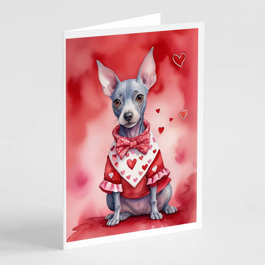 American Hairless Terrier My Valentine Greeting Cards Pack of 8