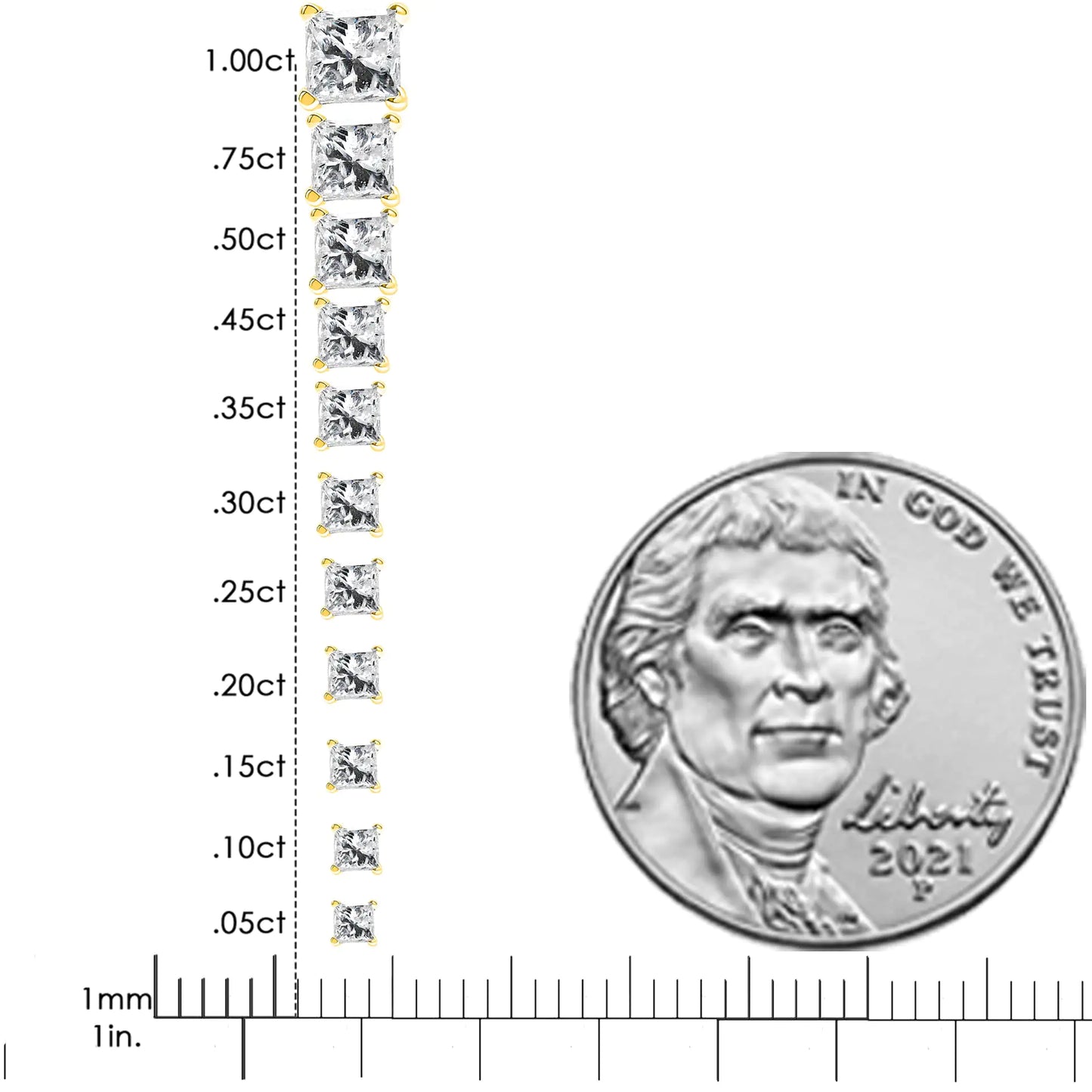 AGS-zertifizierte 14k Gold 4-Krappenfassung Prinzess-Schliff Solitär Diamant Ohrstecker mit Druckverschluss (I-J Farbe, SI1-SI2 Reinheit)