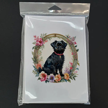 Affenpinscher and Flowers Greeting Cards Pack of 8