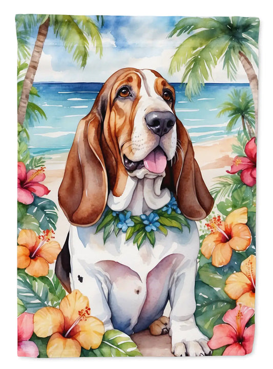 Basset Hound Luau House Flag