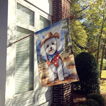 Bichon Frise Cowboy Welcome House Flag