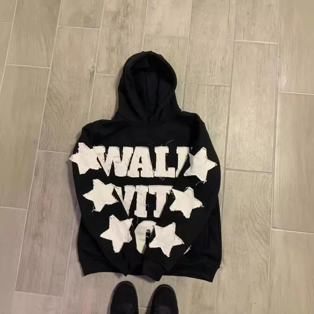 Star Letters Embroidered Hoodie