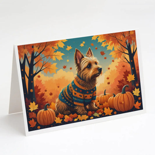 Australian Terrier Terrier Fall Greeting Cards Pack of 8