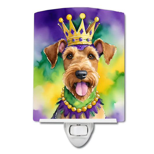 Airedale Terrier King of Mardi Gras Ceramic Night Light