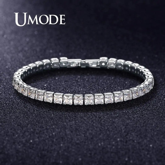 Clear Square Cubic Zirconia Tennis Bracelet