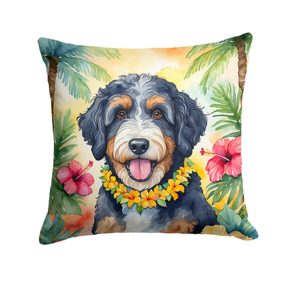 Bernedoodle Luau Throw Pillow