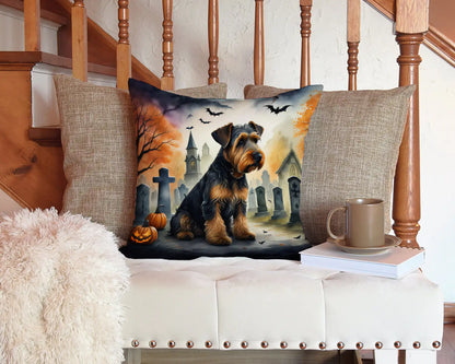 Airedale Terrier Spooky Halloween Throw Pillow