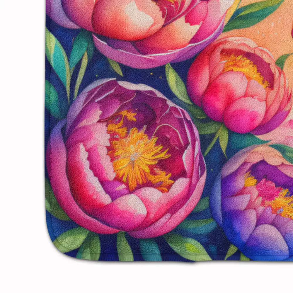 Peonies in Color Memory Foam Kitchen Mat