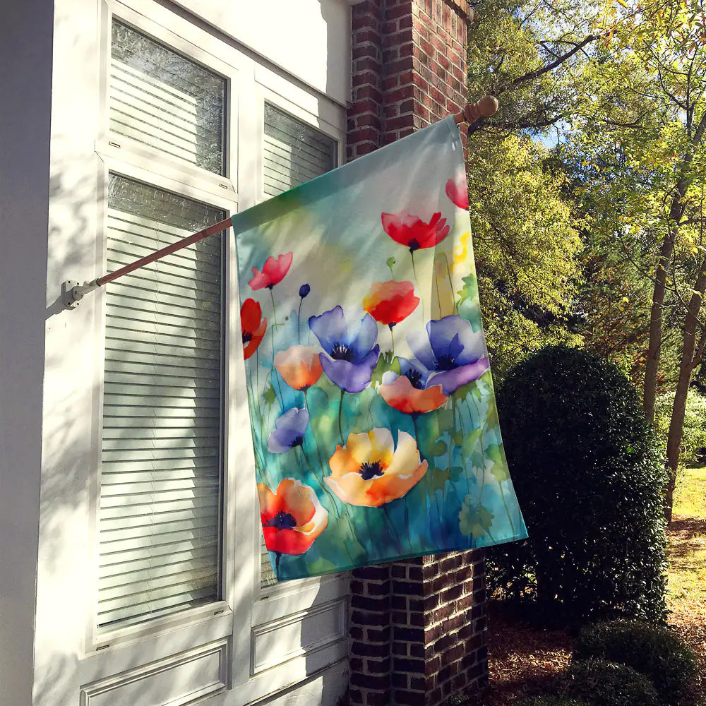 Anemones in Watercolor House Flag