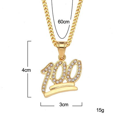 Gold Emoji 100 Logo Pendant Necklace