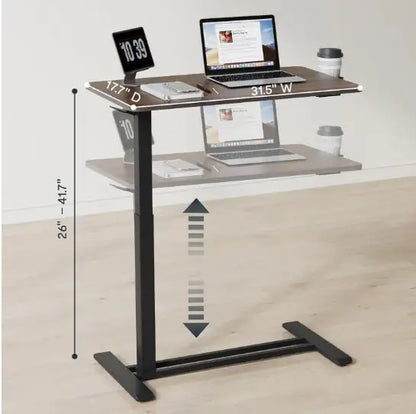 Standing Rolling Desk With Hidden Wheels Side Table Adjustable Height OverBed Table Hospital Desk With Cup Holder