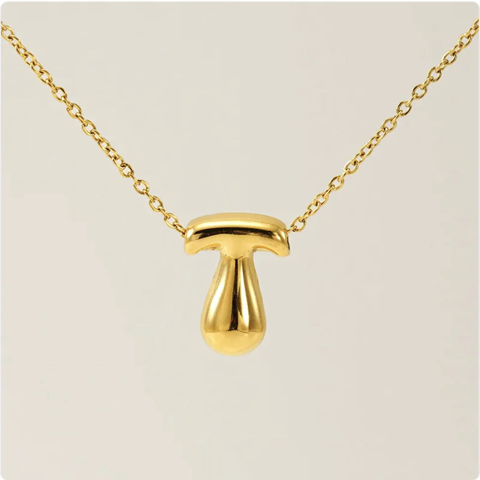 Women's Glossy Bubble Letter Pendant Necklace