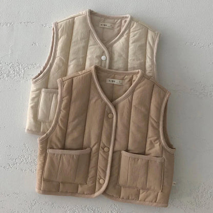 Kids' Warm Autumn/Winter Vest - Solid Color Jacket