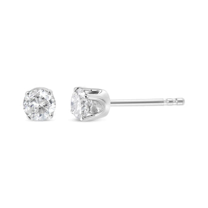 Boucles d'oreilles clous en argent sterling .925 de 3/8 Cttw avec diamants ronds brillants classique 4 griffes (Couleur I-J, Clarté I1-I2)