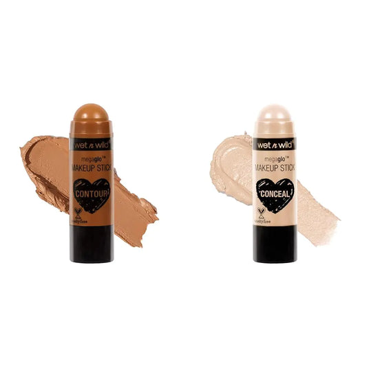 wet n wild MegaGlo Makeup Stick, Buildable Color, Versatile Use, Cruelty-Free & Vegan - Call Me Maple and Conceal and Contour Neutral Follow Your Bisque,1 Ounce (Pack of 1),807 Bundle Makeup Stick + Stick, Follow Your Bisque